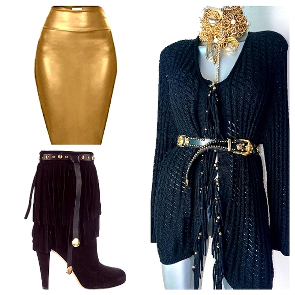 FRINGE & BEADS Open Front Boho "SAMANTHA GRAY" Loose Knit Cardigan - Picture 12 of 12